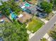 Birds eye real estate shot, the home is close to a neighboring community pool at 4721 W Lawn Ave, Tampa, FL 33611