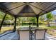 View from inside a backyard gazebo, overlooking the canal and greenery for serene outdoor dining at 5421 Gay St, Weeki Wachee, FL 34607