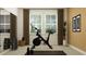 Bright exercise room with cycling machine, dumbbells, yoga mat, decorative plant, and full-length mirror at 6837 E 115Th St, Palmetto, FL 34221