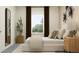 Comfortable bedroom featuring a view from the window, plant, and contemporary decor at 6905 E 116Th Ct, Palmetto, FL 34221
