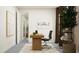 Serene home office with stylish decor, a comfortable chair, and natural light at 6905 E 116Th Ct, Palmetto, FL 34221