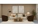 Contemporary living room with modern decor, neutral tones, comfortable seating, and stylish accents at 6905 E 116Th Ct, Palmetto, FL 34221