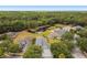 Overhead shot of houses surrounded by mature trees, backing onto a peaceful pond, enhancing natural beauty at 8208 Pinewood Run Ct, Tampa, FL 33647