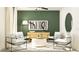 Cozy living room with four chairs, modern lighting, and green accent wall, creating an inviting gathering space at 8904 Gulf Shore Ter, Parrish, FL 34219