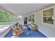 Relaxing sunroom with comfortable seating, screened windows, and access to the backyard at 913 Chester Dr, Clearwater, FL 33756