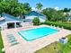 Community pool with ample seating and grilling area. Surrounded by well-maintained landscaping and greenery at 11201 122Nd Ave # 103, Largo, FL 33778