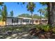 Beautifully landscaped front yard with green lawn, palms, and white home with dark shutters at 14 S Meteor Ave, Clearwater, FL 33765