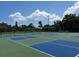 Outdoor pickleball courts with blue and green surfaces, surrounded by fencing and landscaping on a clear, sunny day at 1727 New Hampshire Ne Ave, St Petersburg, FL 33703