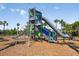 Community playground with tall slide, climbing structure and swings surrounded by mature trees at 1812 Tropical Oasis Ave, Plant City, FL 33565