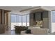 Contemporary kitchen featuring a marble countertop island, sleek cabinets, and an adjacent seating area at 19211 Gunn Hwy, Odessa, FL 33556