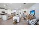 Bright open-concept living room and kitchen featuring stylish decor and stainless steel appliances at 19720 Gladeview Way, Land O Lakes, FL 34638
