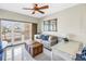 Bright and comfortable room with balcony access, ceiling fan, and modern decor, perfect for relaxing and entertaining at 19910 Gulf Boulevard # 102, Indian Shores, FL 33785