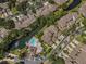 Beautiful aerial view of a well-maintained community, showcasing lush landscaping and a sparkling pool at 3079 Landmark Blvd # 1608, Palm Harbor, FL 34684