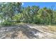 View of empty lot with sparse grass, overgrown weeds, small trees, and a white fence in the distance at 4815 N Falkenburg Rd, Tampa, FL 33610