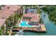 Aerial view of community condos, pool and marina at 5000 Culbreath Key Way # 8-319, Tampa, FL 33611