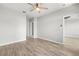 A spacious bedroom with hardwood floors and a ceiling fan exudes comfort and style at 5000 Culbreath Key Way # 8-319, Tampa, FL 33611