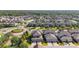 An aerial view of a neighborhood with houses that have garages and roundabout streets at 5807 Circa Fishhawk Blvd, Lithia, FL 33547
