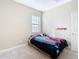 Bright bedroom with carpet flooring, a window, and Spiderman-themed bedding at 5807 Circa Fishhawk Blvd, Lithia, FL 33547