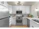 Modern kitchen featuring stainless steel appliances, white cabinetry, and elegant marble countertops at 700 S Harbour Island Blvd # 105, Tampa, FL 33602