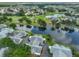 Aerial view of the neighborhood featuring lush landscaping and water views, perfect for tranquil living at 815 Silverthorn Ln # 0, Sun City Center, FL 33573