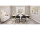 Bright dining room featuring a modern table, seating for six, stylish decor, and lots of natural light at 10669 Bridgegate Heights Loop, San Antonio, FL 33576