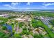 Breathtaking aerial shot displaying the condo neighborhood alongside lush greenery, a lake, and a commercial hub at 134 Sycamore Ln # F, Oldsmar, FL 34677