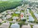 Aerial view of a residential area with tree-lined streets and well-maintained homes near a lake at 2115 N Halcyon Dr # 510, Sun City Center, FL 33573