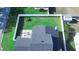 This aerial view displays the fenced backyard and patio seating area at 2797 Cordova S Way, St Petersburg, FL 33713