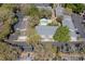 Aerial view of neighborhood showing apartment buildings, pool, parking and vehicles at 7505 Pitch Pine Cir # 122, Tampa, FL 33617