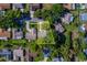 Overhead aerial view of the property with a yellow outline highlighting the house and yard at 2952 Macalpin N Dr, Palm Harbor, FL 34684