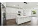 Modern kitchen featuring white cabinets, an island, and sleek stainless steel appliances at 4260 Baudelaire Ct, Brooksville, FL 34604