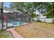 Screened in-ground pool surrounded by mature landscaping, creates a private oasis at 504 E Lee St, Plant City, FL 33563