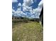 Scenic backyard view of the pond, lush green lawn, and blue sky at 6244 English Hollow Rd, Tampa, FL 33647