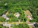 Aerial view showing the boundaries of the property with home, pool and surrounding woods at 11120 Lu Wista Ln, Brooksville, FL 34601