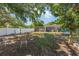 A spacious backyard enclosed by a white fence, offering privacy and a safe area for recreation at 1341 Sandy Ln, Clearwater, FL 33755