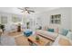 Bright living room featuring neutral decor, comfortable seating, and modern fixtures for a relaxing ambiance at 1341 Sandy Ln, Clearwater, FL 33755