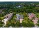 Aerial view showcasing the property within a green, spacious neighborhood, featuring luxurious homes at 19815 Sea Rider Way, Lutz, FL 33559