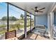 Relaxing screened porch with comfortable bench seating and a view of the backyard at 200 Country Club Dr # 403, Largo, FL 33771