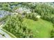 Beautiful aerial view of community amenities including pool, tennis courts, sports field, and clubhouse at 3227 Watermark Dr, Wesley Chapel, FL 33544