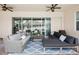 Covered patio with comfortable seating and ceiling fans, perfect for outdoor relaxation and entertaining at 3227 Watermark Dr, Wesley Chapel, FL 33544