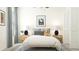 Bright bedroom with a cozy bed, stylish nightstands, and blue accents creating a calming retreat at 3712 Forest Path Dr, Plant City, FL 33565