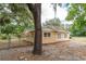 View of the backyard with mature trees, chain link fence, and foliage surrounding the perimeter of the property at 4323 Culbreath Rd # B, Valrico, FL 33596