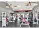 Community gym with exercise equipment, ceiling fans and drop lighting at 5225 Coquina Key Se Dr # B, St Petersburg, FL 33705