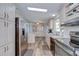 Spacious kitchen featuring stainless steel appliances and light colored cabinetry at 5721 Apache St, Zephyrhills, FL 33542
