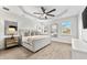 Bright bedroom with a tray ceiling, wood-look tile floors and stylish gray and white color palette at 6121 33Rd N Ave, St Petersburg, FL 33710