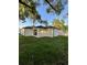 Well-maintained backyard with lush green lawn and covered patio area at 907 E Okaloosa Ave, Tampa, FL 33604