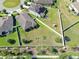 Aerial view of fenced backyards showcasing outdoor living spaces and lush landscaping at 11606 Kilkenny Coral Dr, Riverview, FL 33579