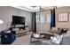 Inviting living room with modern decor, large TV, stylish lighting, and comfortable seating at 1738 Longliner Loop, Wesley Chapel, FL 33543