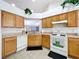 Bright kitchen features wooden cabinets, white appliances, and spacious countertop at 24305 Denali Ct, Lutz, FL 33559