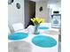 Dining room featuring a white table with colorful placemats and yellow flowers at 323 Rex Pl # G, Madeira Beach, FL 33708